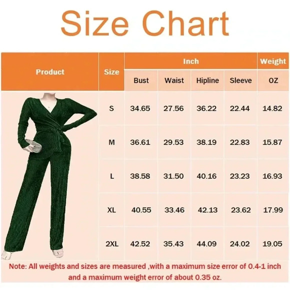 2 Piece Outfit for Women Deep V neck with Belt and Loose Pants Party, NEW, S - Picture 4 of 4